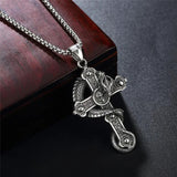 Gothic Skull Cross Pendant Necklace Stainless Steel