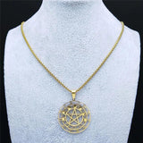 Pentagram Moon Phase Chain Necklace Stainless Steel Jewelry Colar