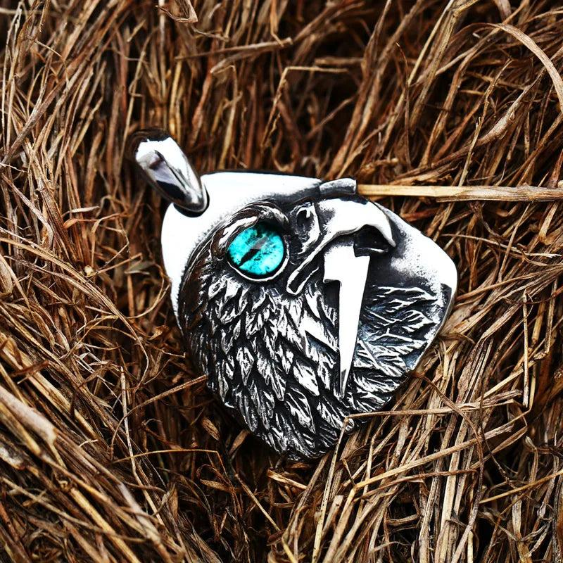 Men's Eagle Pendant Necklace with Synthetic Gems