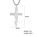 Tree of Life Cross Man Necklace Stainless Steel Silver Statement Jewelry