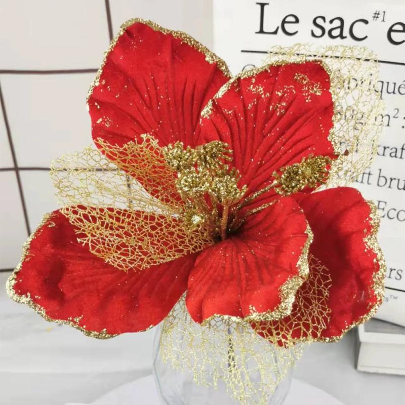 Artificial Simulation Powder Christmas Flower for DIY Tree Decoration