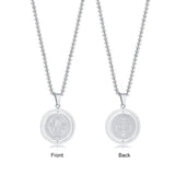 Catholic St Benedict Spinner Necklace Coin Pendant Stainless Steel