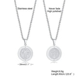 Catholic St Benedict Spinner Necklace Coin Pendant Stainless Steel
