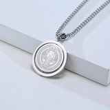 Catholic St Benedict Spinner Necklace Coin Pendant Stainless Steel