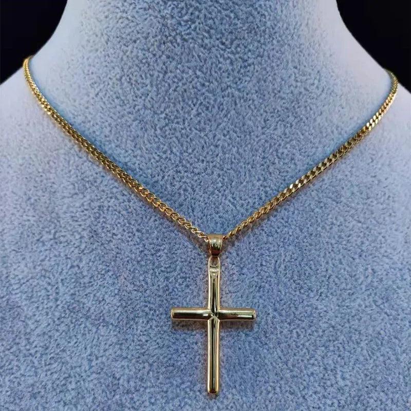 Hip Hop Cross Pendant Necklace Stainless Steel Never Fade