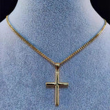 Hip Hop Cross Pendant Necklace Stainless Steel Never Fade