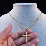 Hip Hop Cross Pendant Necklace Stainless Steel Never Fade