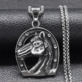 Men's Stainless Steel Horse Head Pendant Necklace