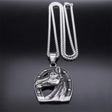 Men's Stainless Steel Horse Head Pendant Necklace