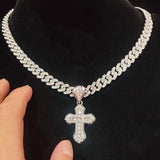 Hip Hop Cross Pendant Necklace Cuban Chain Iced out Bling Hiphop Necklaces