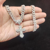 Hip Hop Cross Pendant Necklace Cuban Chain Iced out Bling Hiphop Necklaces