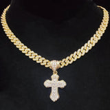 Hip Hop Cross Pendant Necklace Cuban Chain Iced out Bling Hiphop Necklaces