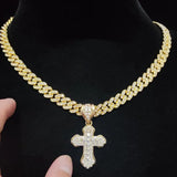 Hip Hop Cross Pendant Necklace Cuban Chain Iced out Bling Hiphop Necklaces