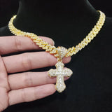 Hip Hop Cross Pendant Necklace Cuban Chain Iced out Bling Hiphop Necklaces