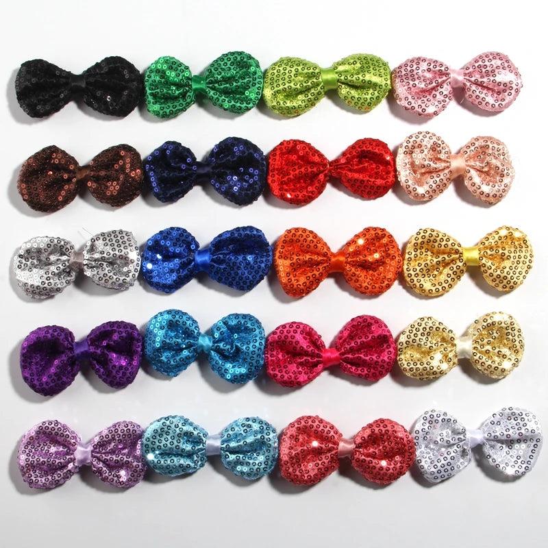 10PCS+3.5%22+Sequin+Hair+Bow+For+Hair+Accessories