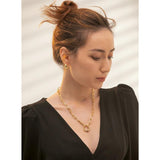 Romantic Heart CZ Choker Necklace 14K Plated Stainless Steel Chain for Women