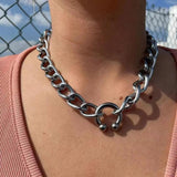 Hip Hop C Shape Necklace Thick Chain Choker Silver Clavicle Chain Gift