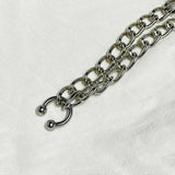 Hip Hop C Shape Necklace Thick Chain Choker Silver Clavicle Chain Gift