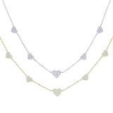 Micro Pave CZ Heart Charm Link Chain Necklace