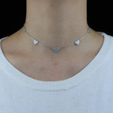Micro Pave CZ Heart Charm Link Chain Necklace