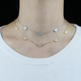 Micro Pave CZ Heart Charm Link Chain Necklace
