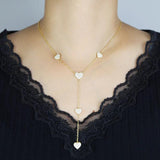 Micro Pave CZ Heart Charm Link Chain Necklace