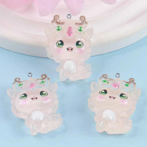 10Pcs Luminous Dragon Baby Resin Charms Pendants DIY Earring Neck