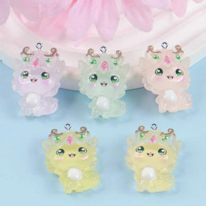 10Pcs Luminous Dragon Baby Resin Charms Pendants DIY Earring Neck