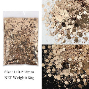50g Silver Glitter Resin Filler Hexagons UV Resin Sequ
