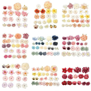 Multicolor Silk Flower Heads Mixed Floral Material DIY Kit Wedding Decor