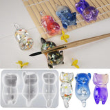 Crystal 3D Lying Kitty Back Mold Keychain Pen Holder Silicone Mold