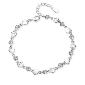 Charm Crystal Purple Bracelet 925 Silver Jewelry Girl Bride Wedding Bijou Gift