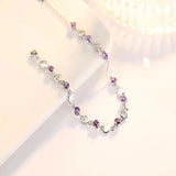 Charm Crystal Purple Bracelet 925 Silver Jewelry Girl Bride Wedding Bijou Gift