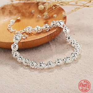 925 Silver Round Ball Bracelet Chain Wedding Jewelry Accessories