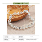 925 Silver Round Ball Bracelet Chain Wedding Jewelry Accessories