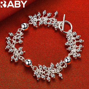 925 Silver Grape Beads Bracelet Chain for Women Wedding Engagement