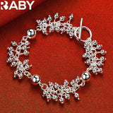 925 Silver Grape Beads Bracelet Chain for Women Wedding Engagement