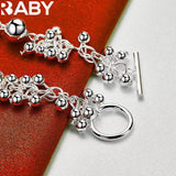 925 Silver Grape Beads Bracelet Chain for Women Wedding Engagement
