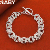 925 Sterling Silver Circle Bracelet Chain for Woman Man Charm Engagement Wedding