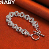 925 Sterling Silver Circle Bracelet Chain for Woman Man Charm Engagement Wedding
