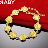 URBABY 24K Rose Bracelet Chain Wedding Engagement Charm Jewelry