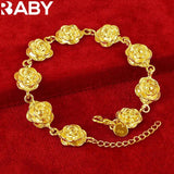URBABY 24K Rose Bracelet Chain Wedding Engagement Charm Jewelry