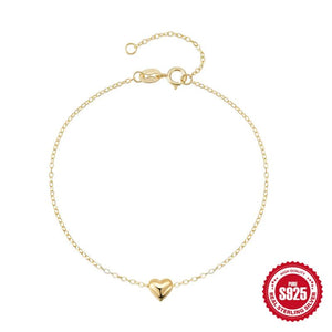 Sterling Silver Love Heart Pendant Bracelet Chains Women's Jewelry Gift