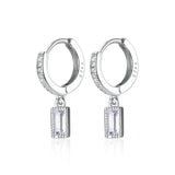 925 Silver Rectangular Pendant Tassel Earrings for Women