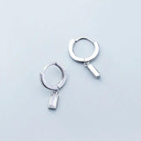 925 Silver Rectangular Pendant Tassel Earrings for Women