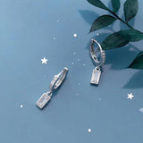 925 Silver Rectangular Pendant Tassel Earrings for Women