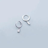 925 Silver Rectangular Pendant Tassel Earrings for Women