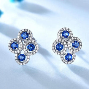 925 Silver Stud Earrings Created Emerald Sapphire Gemstone Earrings Women