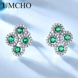 925 Silver Stud Earrings Created Emerald Sapphire Gemstone Earrings Women