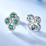 925 Silver Stud Earrings Created Emerald Sapphire Gemstone Earrings Women